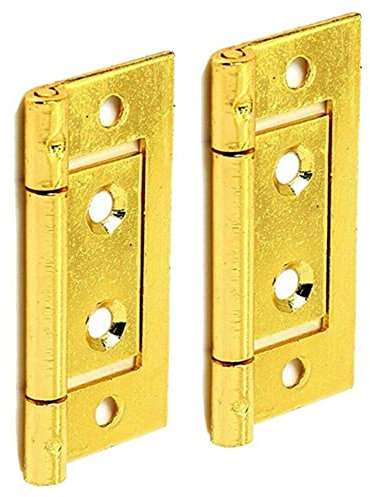 Merriway® BH01746 (2 Pcs) EB Non-Mortise Bi-Fold Flush Hinge, 50mm (2 inch) Brass Plated - Pack of 2 Pieces