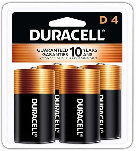 Duracell Coppertop D Alkaline Batteries, 4 Count