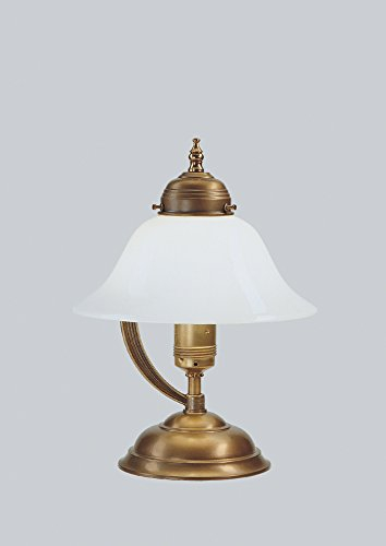 Licht-Erlebnisse Tischleuchte Jugendstil E27 bis zu 60 Watt 230V Deutsches Qualitätsprodukt aus Messing Schlafzimmer Wohnzimmer Lampe Leuchte Beleuchtung