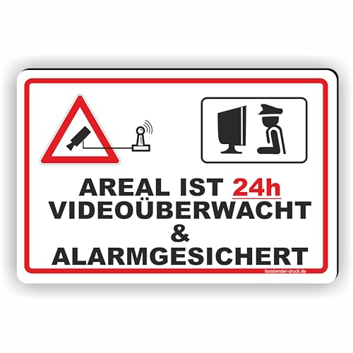 AREAL IST VIDEOÜBERWACHT UND ALARMGESCIHERT/Videoüberwachung - SCHILD/D-057 (45x30cm Schild)