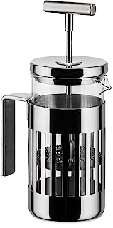Alessi 9094/3 - Pressofilter aus Edelstahl 18/10 Glänzend Poliert und Hitzebeständigem Glas, 3 Tassen