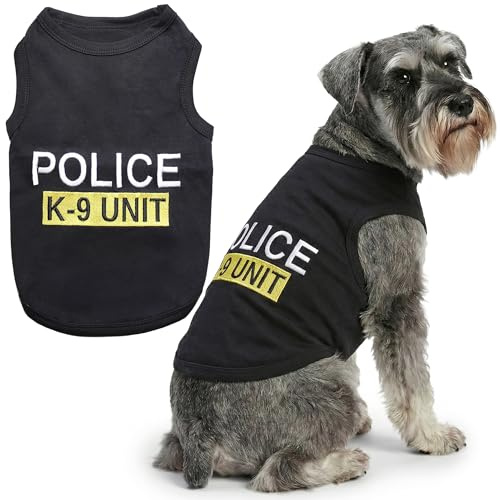 Parisian Pet Unisex Hunde-T-Shirt mit gestickter Police k-9 Unit Hundekleidung – 100% Baumwolle, Hundekostüm – atmungsaktive Polizeihundeweste – maschinenwaschbar, Hundehemd für große Hunde, 2XL