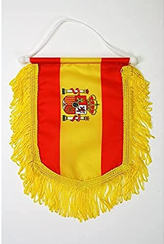 AZ FLAG Wimpel Spanien 15x10 cm Spanische Leichtes Polyester Kordeln | Für außen Dreieckswimpel España genähte Kanten und verstärkte Ausführung mit Schnüre
