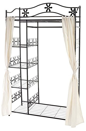 Mendler Metall-Garderobe Genf 172x100x43cm - mit Vorhang | Garderobenständer, Kleiderschrank, Metallregal