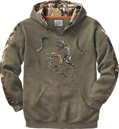 Legendary Whitetails Mens Camo Pullover Hoodie Hunting Sweatshirt, Army, Large
