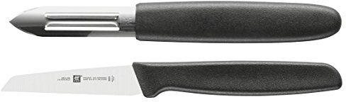 ZWILLING Twin Grip Gemüsemesser-Set 2-teilig (Gemüsemesser 7 cm und Schälmesser 6,5 cm), Kunststoffgriff, Schwarz