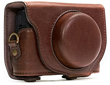 MegaGear MG284 Sony Cyber-shot DSC-RX100 VI, DSC-RX100 V, DSC-RX100 IV, DSC-RX100 III Ever Ready Leder Kameratasche mit Trageriemen - Dunkelbraun