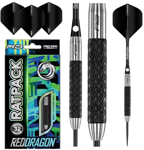 RED DRAGON Rat 1: 32g - Tungsten Steeltip Darts Set with Flights and Stems