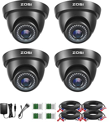 ZOSI 4 Pack 1080P 1920TVL HD-TVI Dome Security Cameras,Night Vision,2MP Indoor Outdoor Home Surveillance CCTV Camera for 1080P/5MP/4K TVI Analog DVR