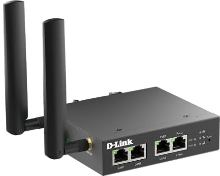 D-Link DWM-314-TP Router Módem PoE Multi-Conexión 4G | LTE Cat.4 Industrial, Puertos Dual PoE+, Switch Ethernet 4 Puertos, Seguridad VPN, Resistencia Extrema, Montaje DIN-Rail