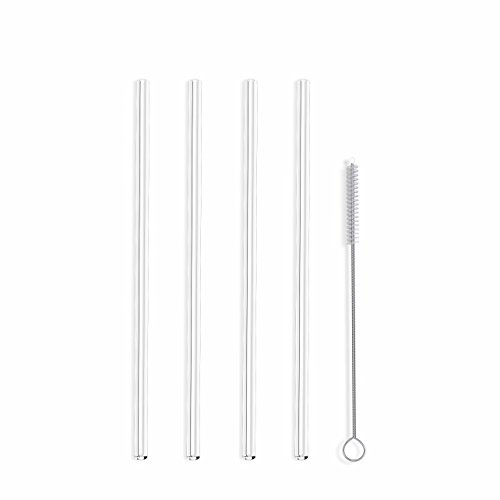 Hummingbird Glass Straws Little Sipper 6 x 7mm Made With Pride In The USA - Perfect Reusable Straw For Coffee, Tea, Wine, Juice, Water, Essential Oils - 4 Pack With Cleaning Brush