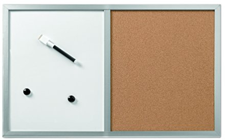 Herlitz 10685394 Tableau mixte moitié magnétique moitié liège avec cadre en bois 40 x 60 cm (Argent) (Import Allemagne)