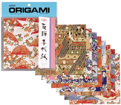 Aitoh Yuzen Washi Origami Paper, Red, 8-Pack