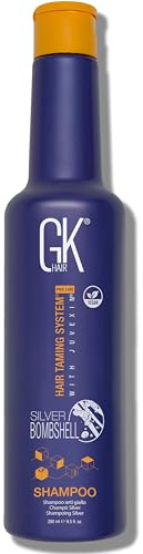 GK HAIR Global Keratin Silver Bombshell Purple Shampoo (280ml/9.5 Fl Oz) For Blonde Platinum Ash Silver & Gray Hair Moisturizes Dry & Damaged Removes Yellow Brassy Tones