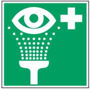 Schild Augenspüleinrichtung PVC 14,8 x 14,8 cm gemäß ASR A 1.3/DIN 4844 (Augenspülung, Notfall, Erste Hilfe Schild) wetterfest