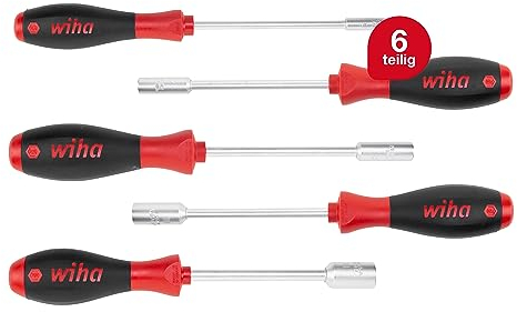 Wiha Schraubendreher Set SoftFinish® Sechskant-Steckschlüssel 5-tlg. ergonomischer Griff für kraftvolles Drehen I Allrounder für Industrie und Handwerk (01034)