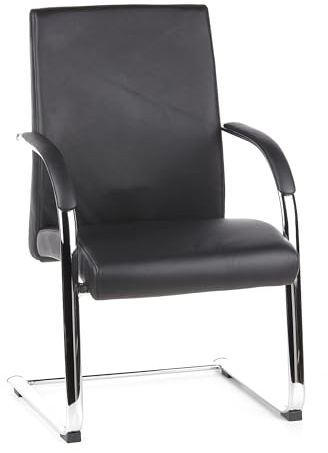 hjh OFFICE 600201 Freischwinger Barolo V Leder Schwarz Konferenzstuhl Besucherstuhl mit Armlehnen, bequem gepolstert