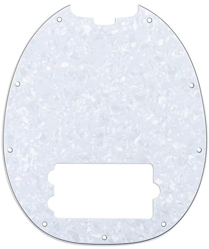 Musiclily 9 Fori Pickguard Basso Battipenna per Musicman Stingray Bass, 4 strati White Pearl