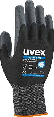 Uvex phynomic XG, 3 Paar - Montagehandschuh, Schutzhandschuh, Arbeitshandschuh - extra grip, wiederstandsfähig & feinfühlig - schwarz, grau - Größe 10/XL