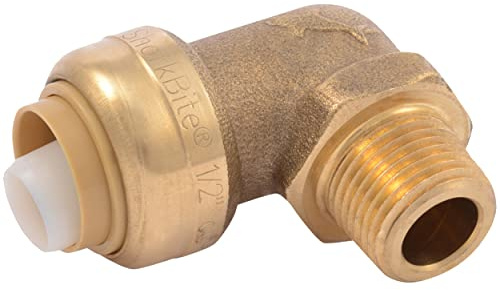 SharkBite 1/2 Inch x 3/8 Inch 90 Degree Dishwasher Elbow, MNPT, Push to Connect Brass Plumbing Fitting, PEX Pipe, Copper, CPVC, PE-RT, HDPE, U281LFA