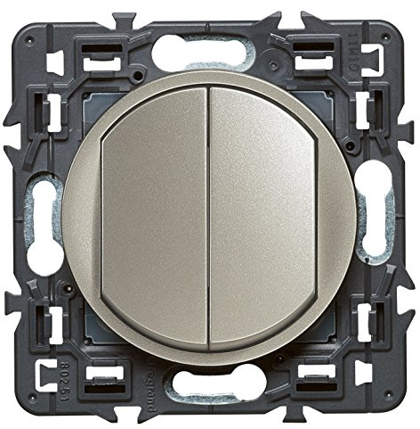 Legrand Celiane LEG99781 Doppel-Lichtschalter, 6 Ampère, zum Einbau, Titan