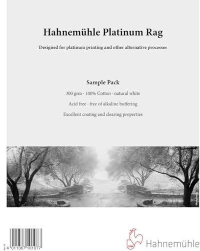 Hahnemühle Platinum Rag Fine Art Paper Sample Pack, Probierpackung, 21,6 x 27,9 cm, 5 Blatt, naturweiß