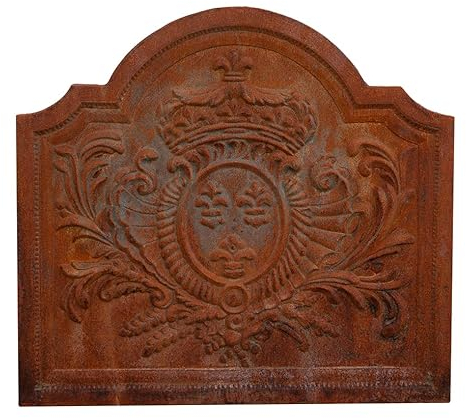 Biscottini Frontone con stemma 54x3,5x50 cm | Piastra per camino funzionale e decorativa | Frontone camino in ghisa