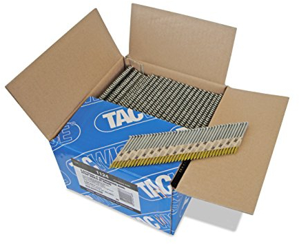 Tacwise 1124 Extra Verzinkte Rahmennägel 2,8 / 50 mm, D‘-Kopf, Ringschaft, mit 34° Neigung, Papiergebunden, Packung mit 3300 Stück