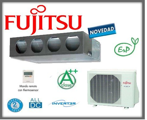 Equipo de aire acondicionado modelo 2013 con bomba frío/calor, bajo nivel sonoro. Equipo inverter. Calidad/precio excepcional. Fujitsu Conductos