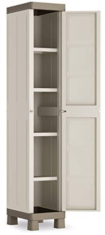Keter Excellence Kunststoffschrank, schmal, 1 Tür, beige/Taupe, 33 x 45 x 182 cm