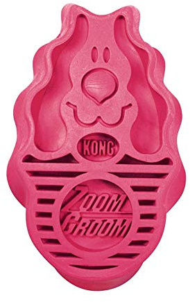 KONG – ZoomGroom – Bürste zur Hundepflege und zum Shampoonieren – Für Große Hunde (Rot)