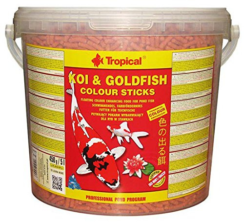 Tropical KOI&Goldfish Colour Sticks 5L / 450g - Vollständiges Teichfischfutter, farbverstärkendes Schwimmfutter für alle farbigen Koi, Goldfische