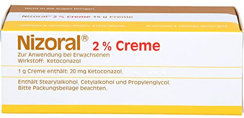 Nizoral 2% Creme Ketoconazol Antimykotikum Erwachsene 15 g | Wirkstoff Ketoconazol 2 %, apothekenpflichtig, Dermatophyten, Mikrosporien, Hefepilze, 1er Pack