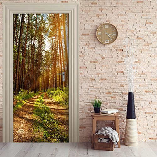 Türtapete selbstklebend TürPoster - WALD LICHTUNG - Fototapete Türfolie Poster Tapete