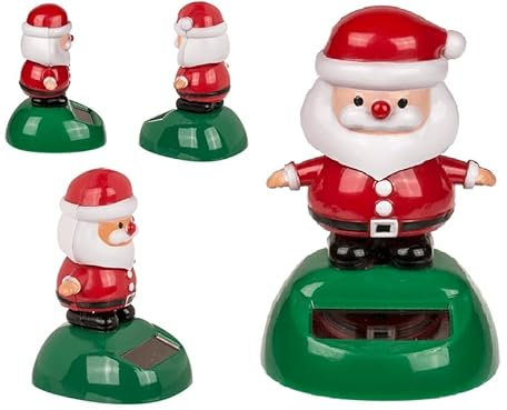 Solar Weihnachtsmann, Wackelfigur Solarfigur, Wackelkopffigur Feiertag Geschenk