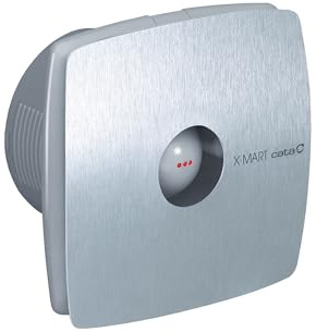 Cata Extractor Baño X-Mart 12 Inox Ventilador Sistema Extracción Perimetral Luz Piloto Protector Térmico Ancho 17 cm Potencia 20W Fijación Rapida Sin Tornillos Caudal 190m3/h 2450rpm 0,84kg Color Gris