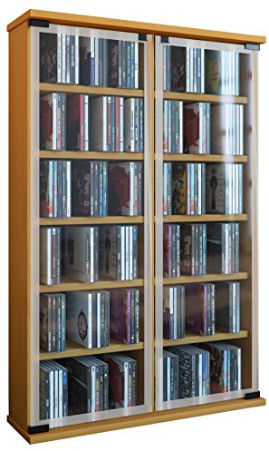 VCM Regal DVD CD Rack Medienregal Medienschrank Aufbewahrung Holzregal Standregal Schrank Möbel Buche Galerie, 91.5x91.5x60 cm