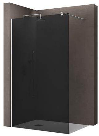 doporro Luxus Duschwand für Dusche Duschabtrennung Walk-In Dusche 8mm ESG-Sicherheitsglas vollgrau inkl. Nanobeschichtung Bremen01VG
