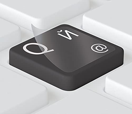 Keystickers® | Adesivi russi per tastiere PC/laptop e notebook 14x14mm, pellicola trasparente opaca, colore BIANCO | Russian Keyboard Stickers