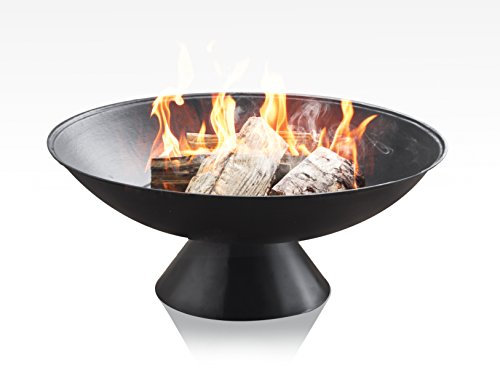 Primrose 56cm Stainless Steel Fire Pit Fire Bowl Wood Log Burner Outdoor with Grill Plate in Black