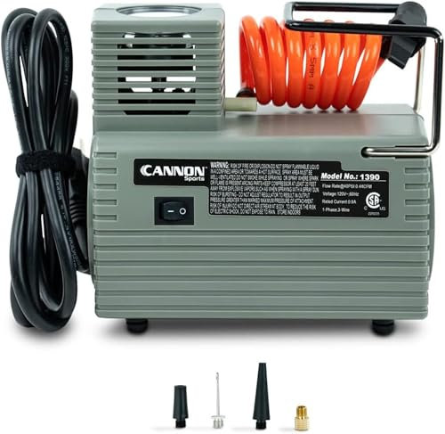 Cannon Sports Electric Ball Inflator Pump with Pressure Gauge - Powerful 1/8 HP Oil-Less Compressor, Inflates Balls, Exercise Balls, Tires, Pool Floats, Air Mattresses, and More