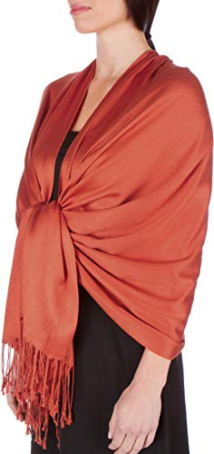 Sakkas silkeslen mjuk pashmina-känsla halsduk/stola, rost, one size