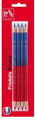 Caran d´Ache Prismalo färgpennor set 4 st. Tvåfärgad blå-röd blister förpackning vattenlöslig trä, mått: ca 14 cm, 099.304