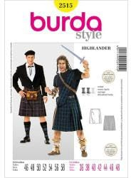 Burda Style Schnittmuster #2515 Karneval Kostüm Herren Highlander Schotte Gr. 46-58 Nählevel 3 (mittel)