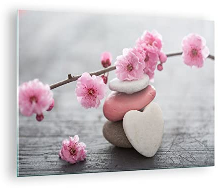 Bilder auf Glas Yoga weiblich Blume Gesundheit Glasbild 70x50cm Wandbilder Dekoration Wohnzimmer Schlafzimmer Küche Deko Klein Wanddeko Bild im Glas Wand Kunstdruck Art Modern Wall Decor GAA70x50-3178