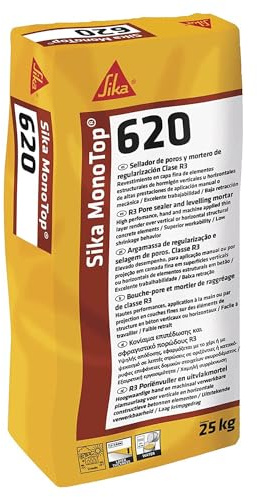 SIKA - Mortero reparación capa fina R3 - Sika MonoTop 620 - Gris - 25kg | Alisado y reparación de hormigón - Clase R3 - Para superficies y estructuras - Acabado gris uniforme