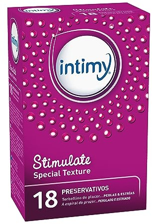 INTIMY - 18 Preservativos Simulate con Micro-Perlas - Lubricados - Para Multiplicar las Sensaciones y Mejorar el Placer - Estimulantes - Dispositivo Médico - Látex - Ideal para el Placer y el Confort
