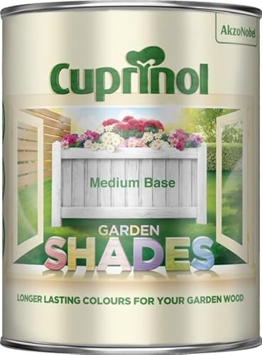 Cuprinol Garden Shades Medium Base 1L – Tintable Wood Paint Base for Custom Garden Colours and Outdoor Timber Decoration