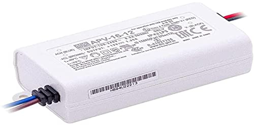 MeanWell, APV-16-12, trasformatore LED, tensione costante 15 W, 0-1,25 A, 12 V/DC, non dimmerabile, protezione da sovraccarico