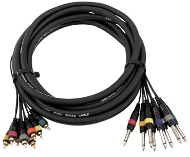OMNITRONIC Cavo Snake Multicore 15m 8 RCA Maschio a 8 Jack 6.3 mm Mono Bilanciato – Cavo Audio Professionale Alta Resistenza per Studio e Live